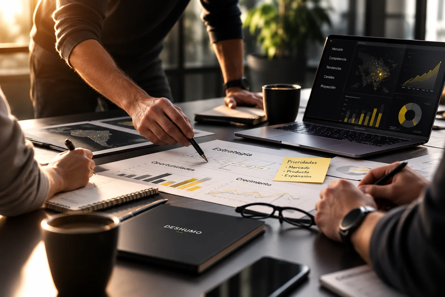 Equipo analizando estrategia, datos y oportunidades de negocio